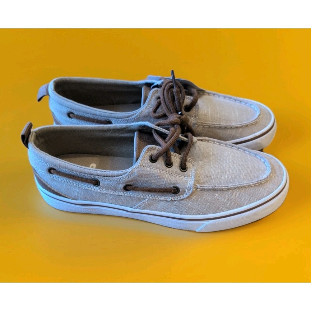 GEORGE Men's Size 8 1/2 Canvas Boat Shoes Memory Foam Sneakers • Tan‎ NWOB